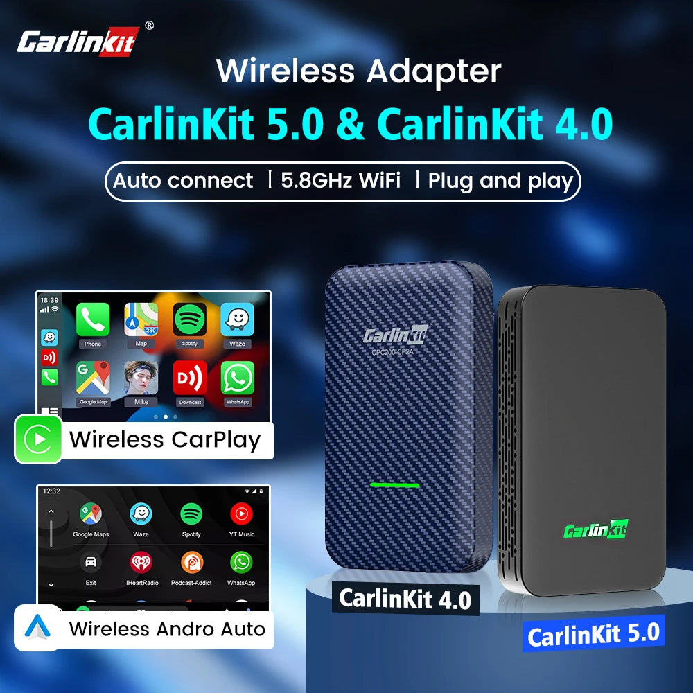 CarlinKit 5.0 & CarlinKit 4.0 Wireless CarPlay Android Auto Waze Music