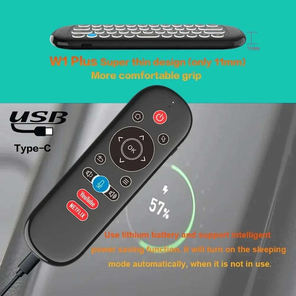 2.4G Wireless Gyroscope Air Mouse Voice Remote Control Mini Keyboard