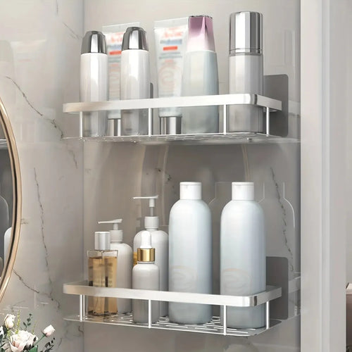 Bathroom Storage Rack No Drill Shelves Wall Mount Corner Shelf Shower