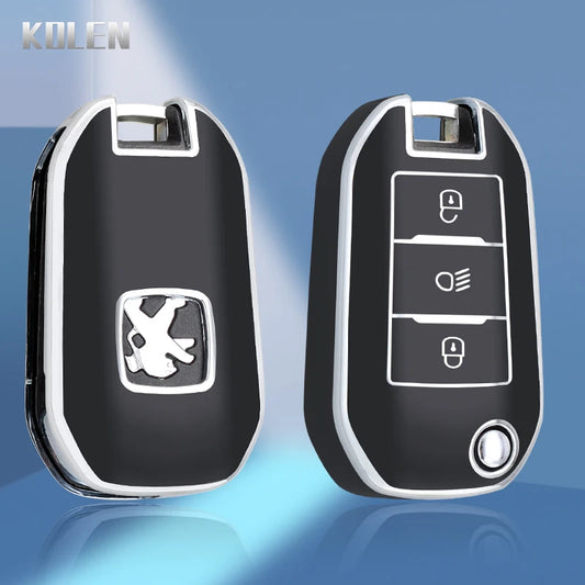 TPU Car Flip Key Case Cover Shell Fob For Peugeot 208 3008 308 508 408