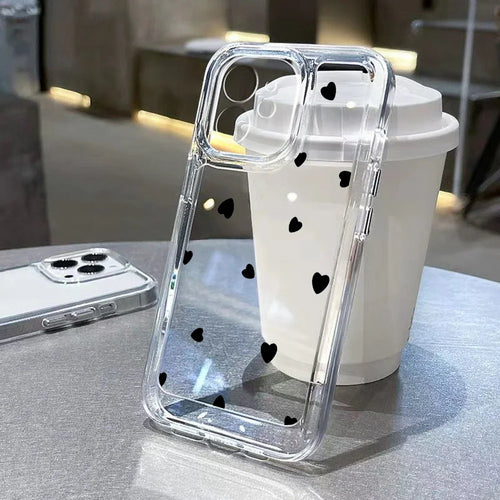 Heart Clear Case Grey Case for iPhone 13 12 14 15 11 Phone Case 15 Pro
