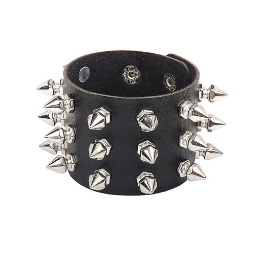 2022 PU Leather Studded Bracelet Punk Bracelet Adjustable Goth Cuff