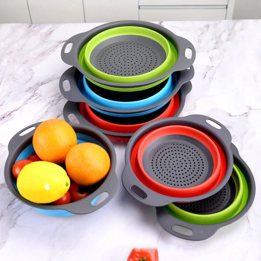 Folding Silicone Drain Basket Fruit Vegetable Washing Basket Foldable