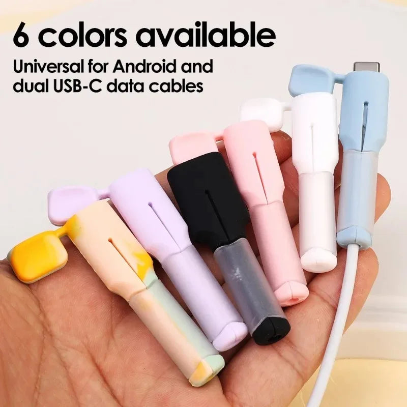 Soft Silicone Cable Winder Protectors for Dual USB C Android Charging