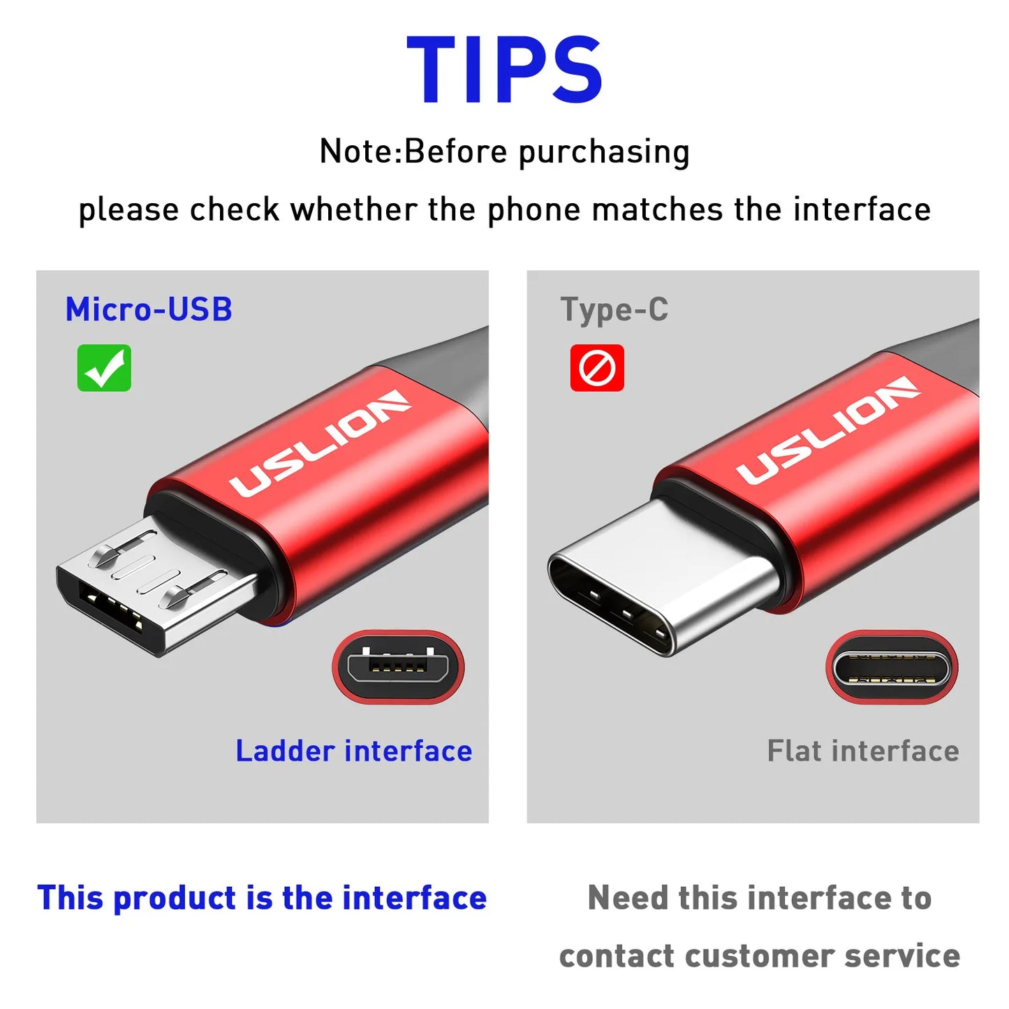 USLION 3A Micro USB Cable Fast Charge USB Data Cable Cord for Samsung
