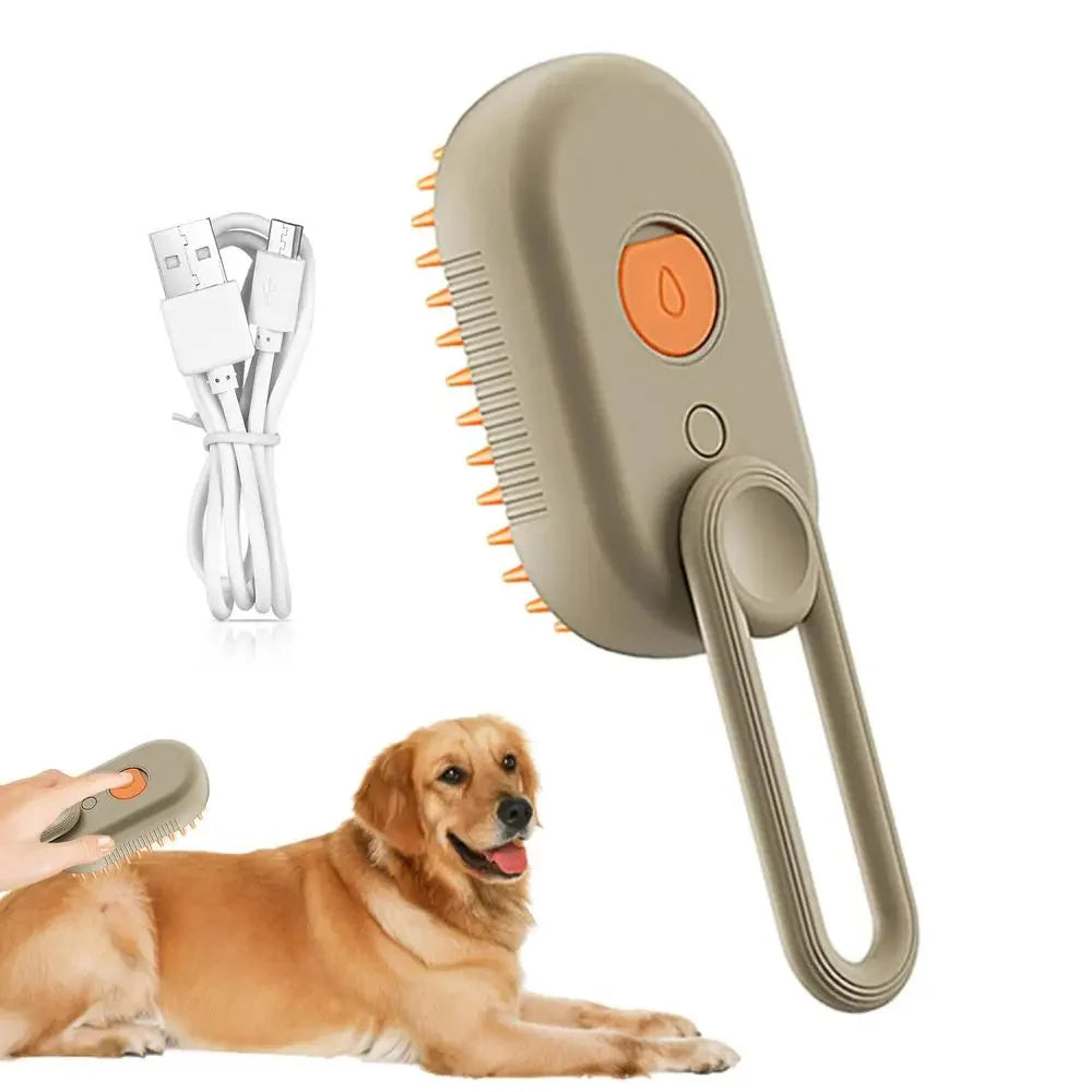 Steamy Dog Brush Electric Spray Cat Hair Brush 3 In1 Dog Steamer Brush