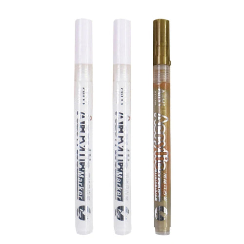 3Pcs/set Acrylic Markers Paint Pen Black/White/Gold/Silver for Rock