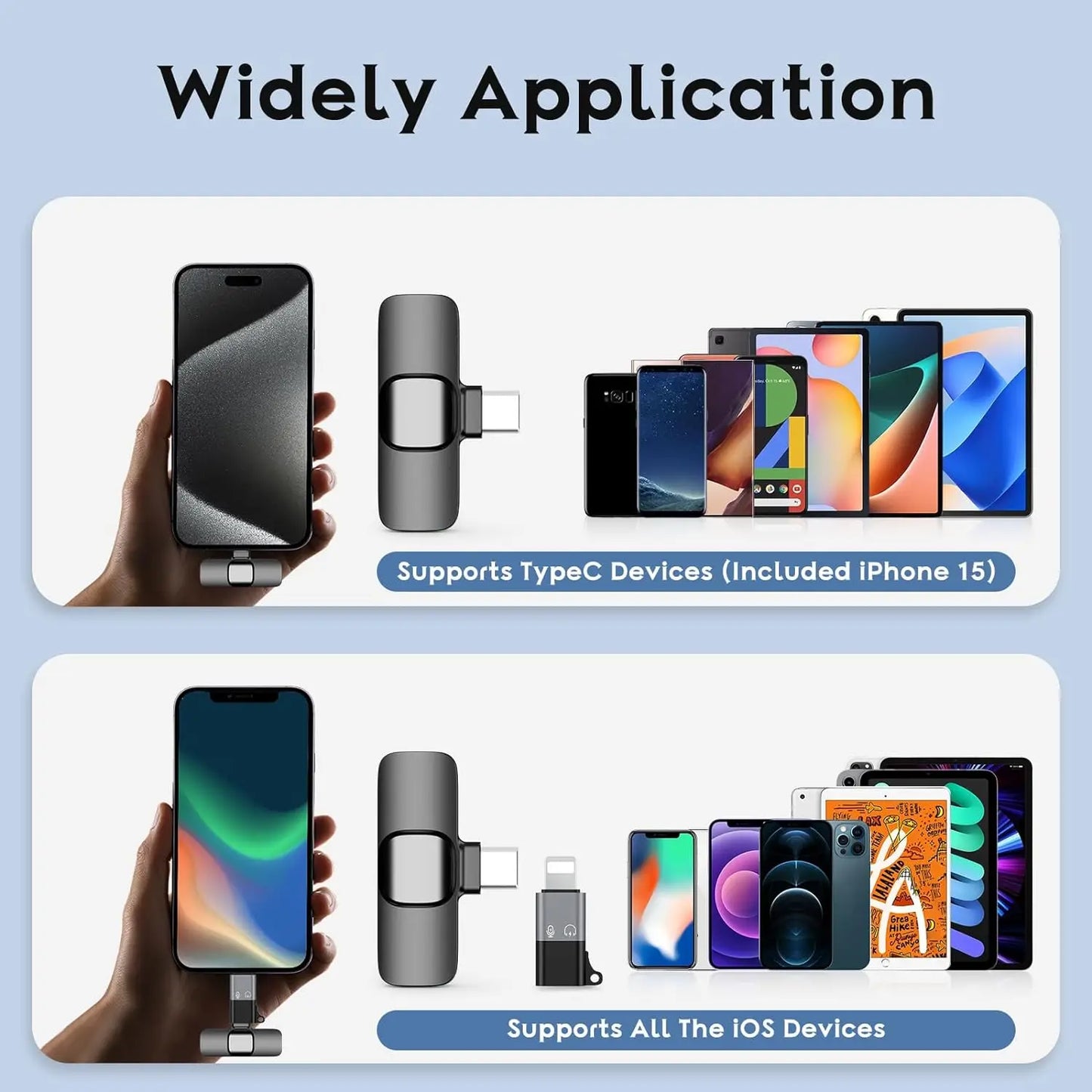 Professional Wireless Lavalier Lapel Microphone for iPhone Android