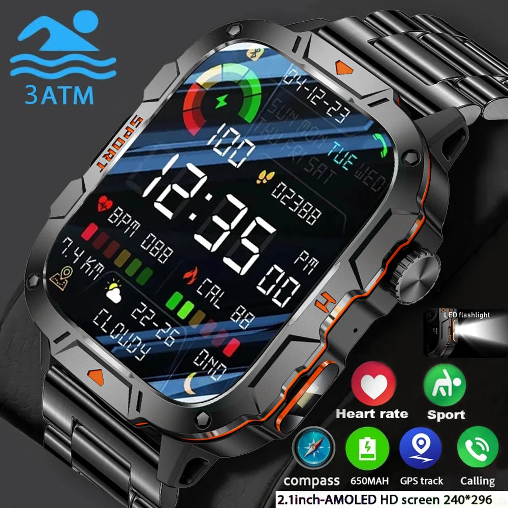 2024New Rugged Military Fitness Smart Watch Men For Android Xiaomi IOS