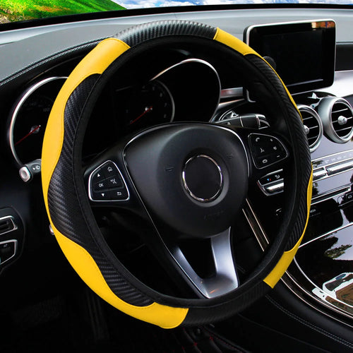 PU Carbon Fiber Leather Car Steering Wheel Cover without Inner Ring