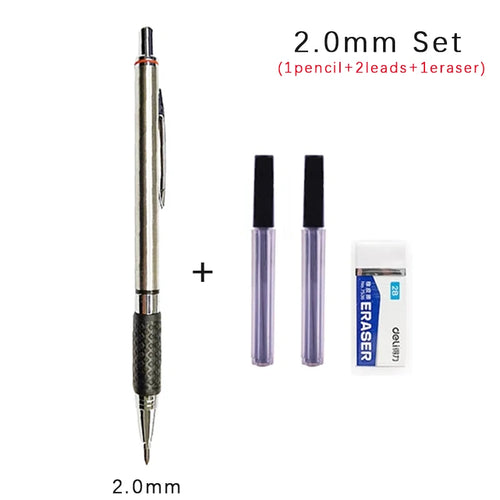 0.3 0.5 0.7 0.9 2.0mm Full Metal Mechanical Pencil Set School Art