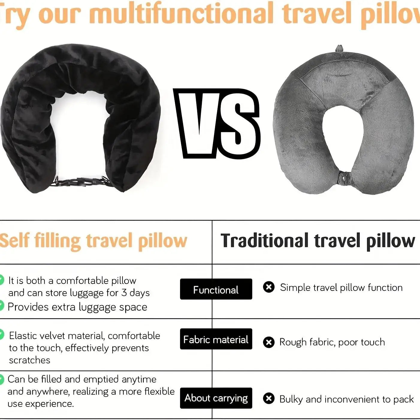 Travel Pillow Can Store  Fillable Clothes Outdoor Pillow Comfortable