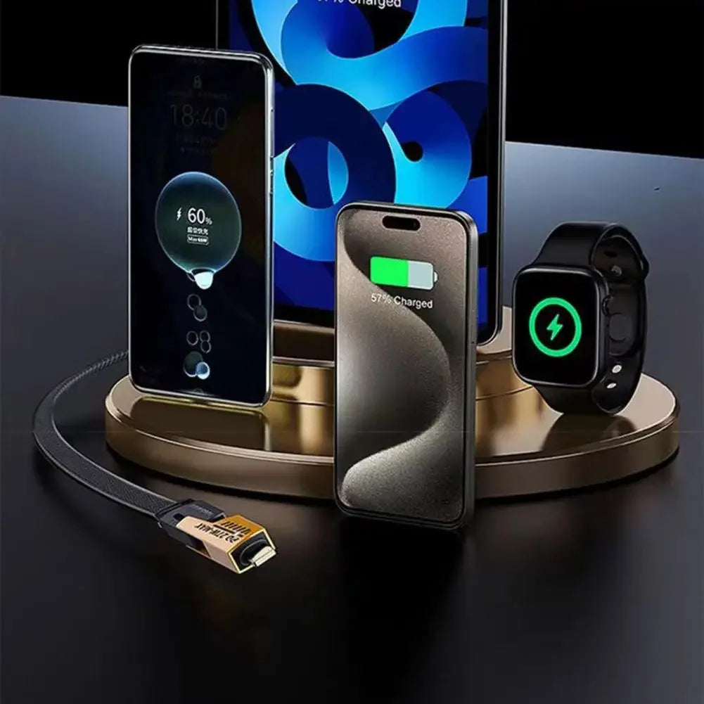 4-in-1 USB C Charging Cable TypeC Lightning Connector Nylon Braided PD