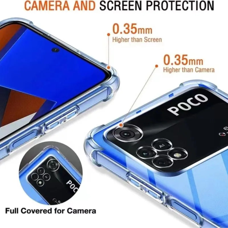 Thick Air-Bag Silicone Clear Phone Case for Xiaomi Poco M4 M5 M6 X3 X4