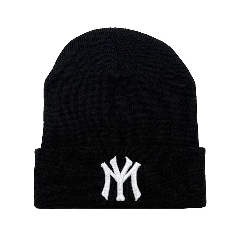 Unisex WY Letter Embroidery Beanies Autumn Winter Warm Hat Hip Caps
