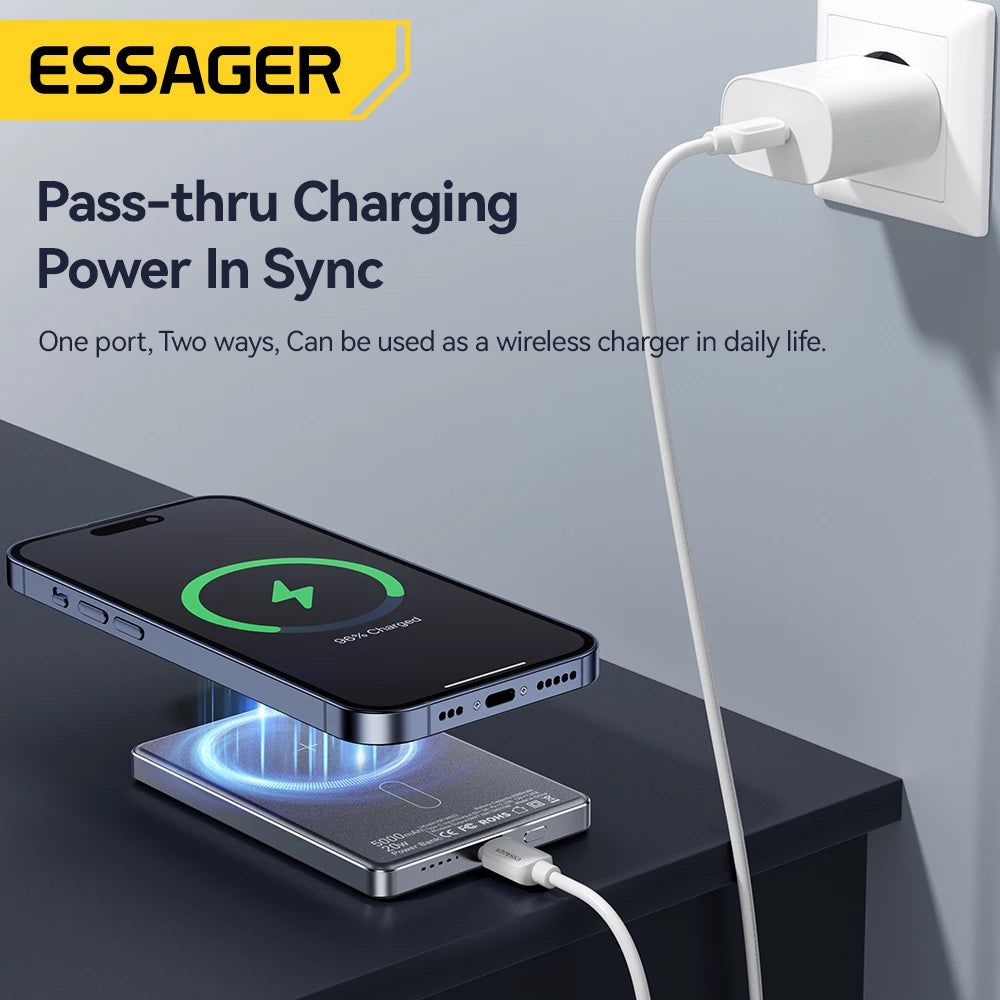 Essager Thin Wireless Power Bank 5000mAh Fast Charge Powerbank