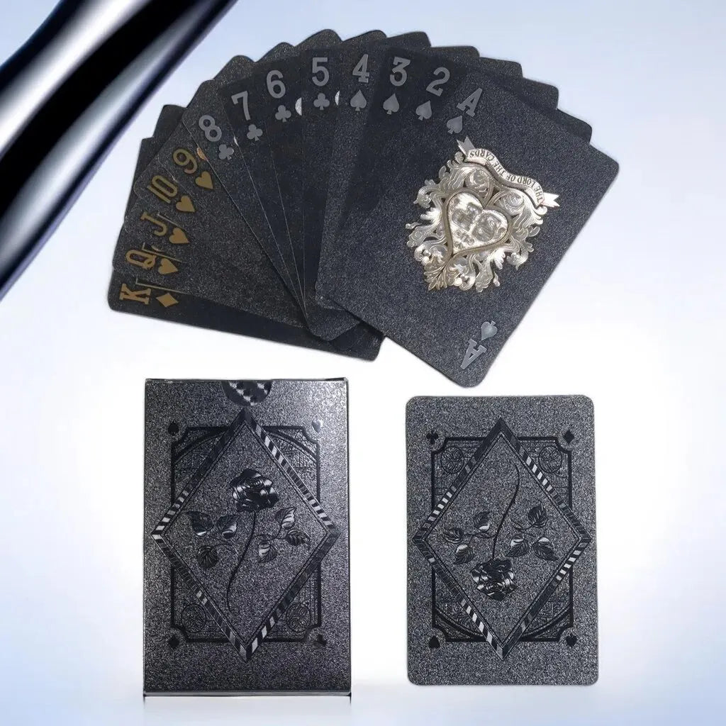 Black Rose Deck Poker Frosted Waterproof Plastic Playing Cards Texas
