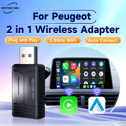 2024 New HEYINCAR 2in1 Wireless Android Auto Adapter Carplay Wireless