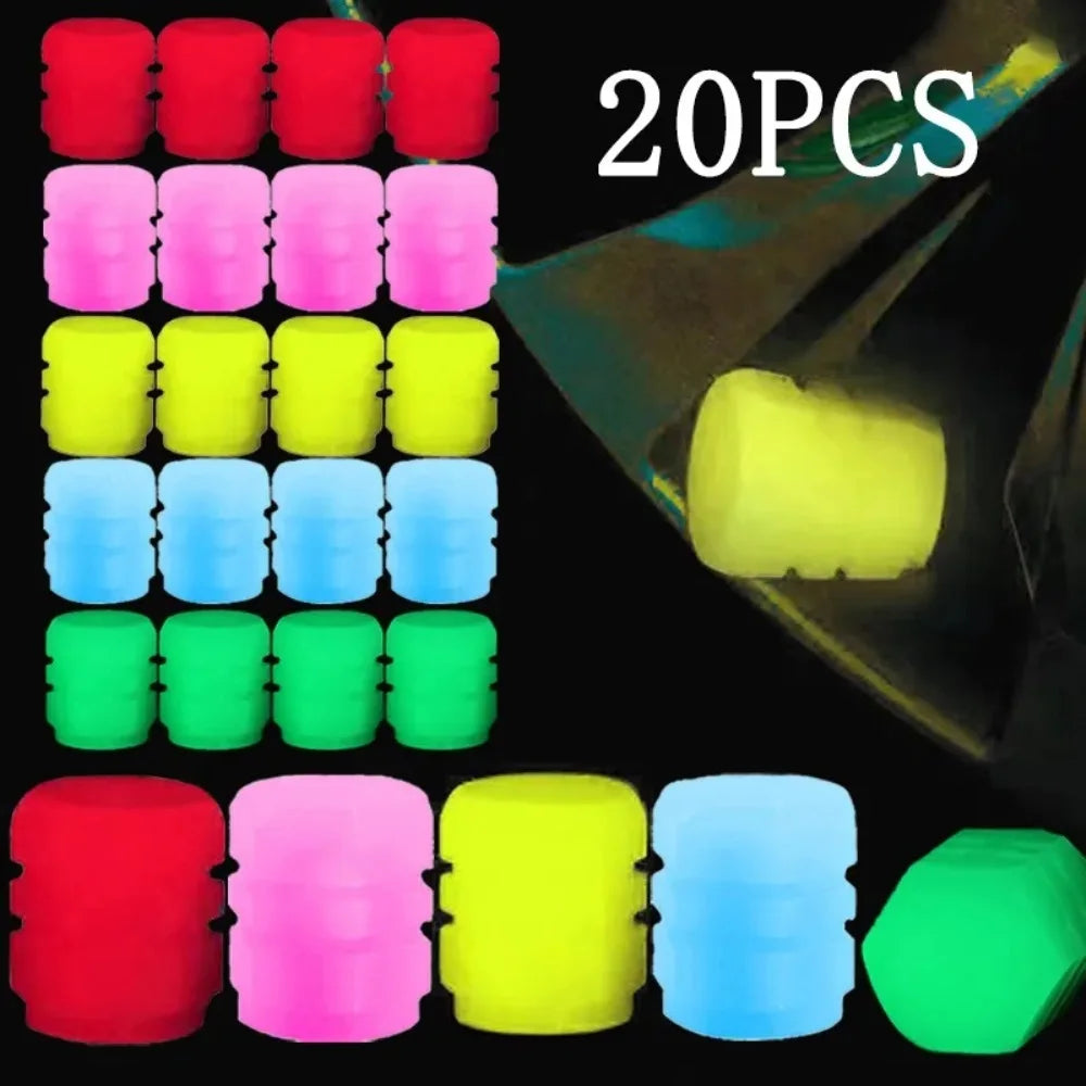 20Pcs Mini Luminous Tire Valve Caps Car Motorcycle Colorful Glowing