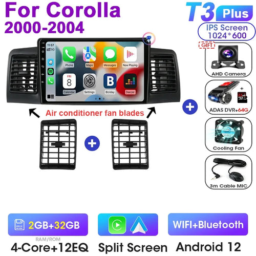 Android 12 Car Radio Qualcomm SM6125 For Toyota Corolla E120 2000 -