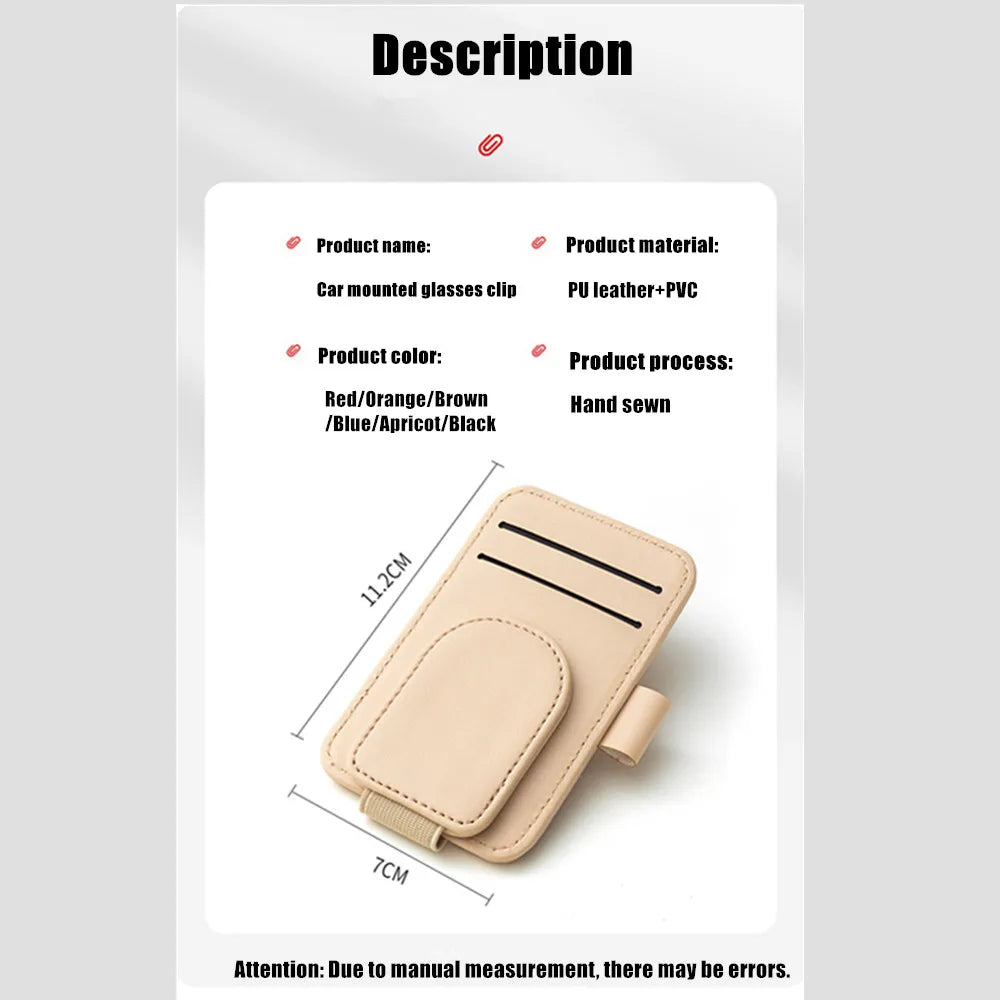Creative Car Interior Leather Car Glasses Clip Multifunctional