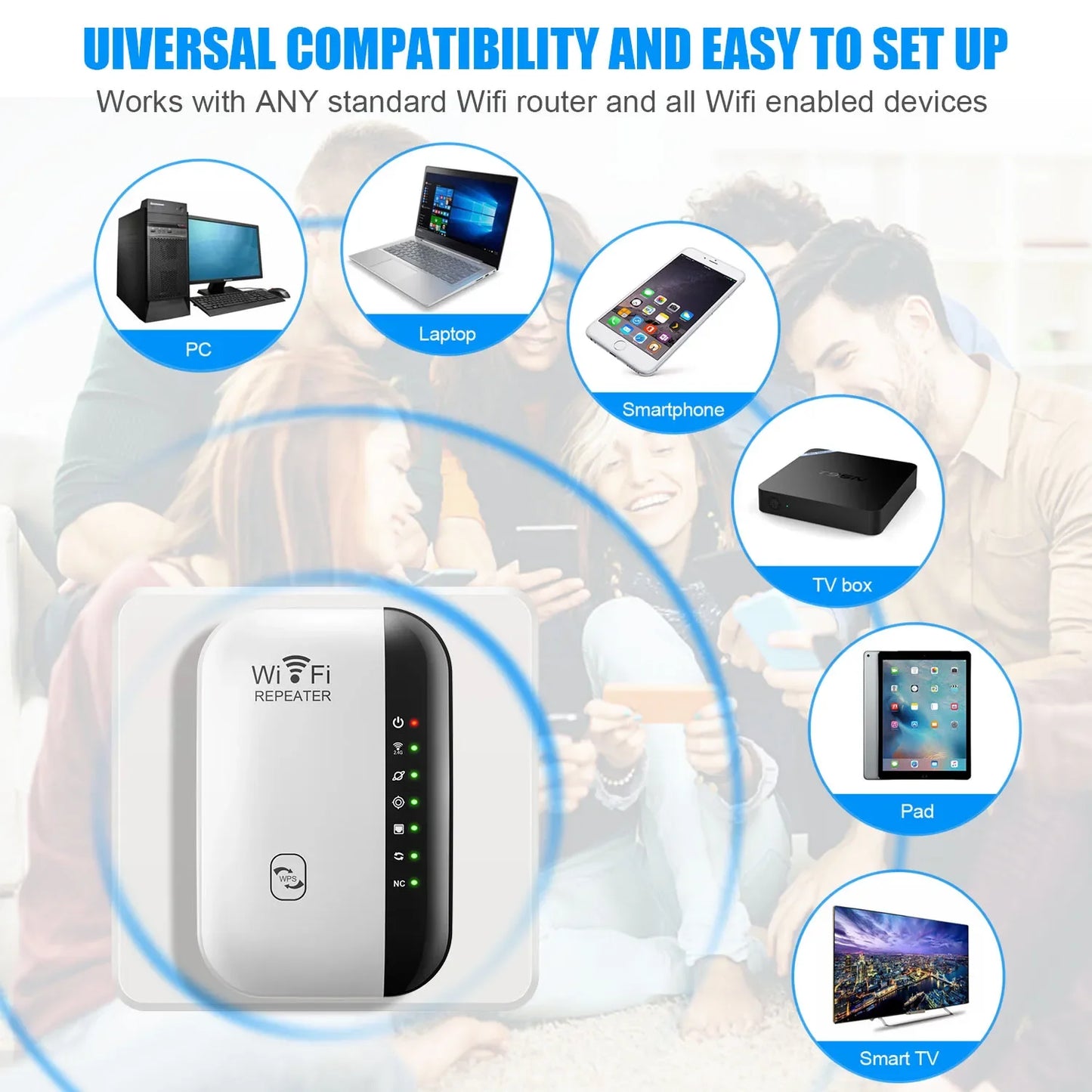 Wireless WiFi Repeater 300Mbps WiFi Extender Amplifier Booster Router