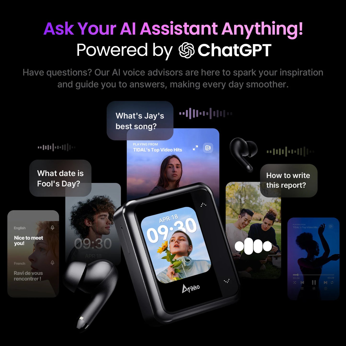 iKKO ActiveBuds Pink AI Smart TWS Earbuds Bluetooth Earphone Wireless