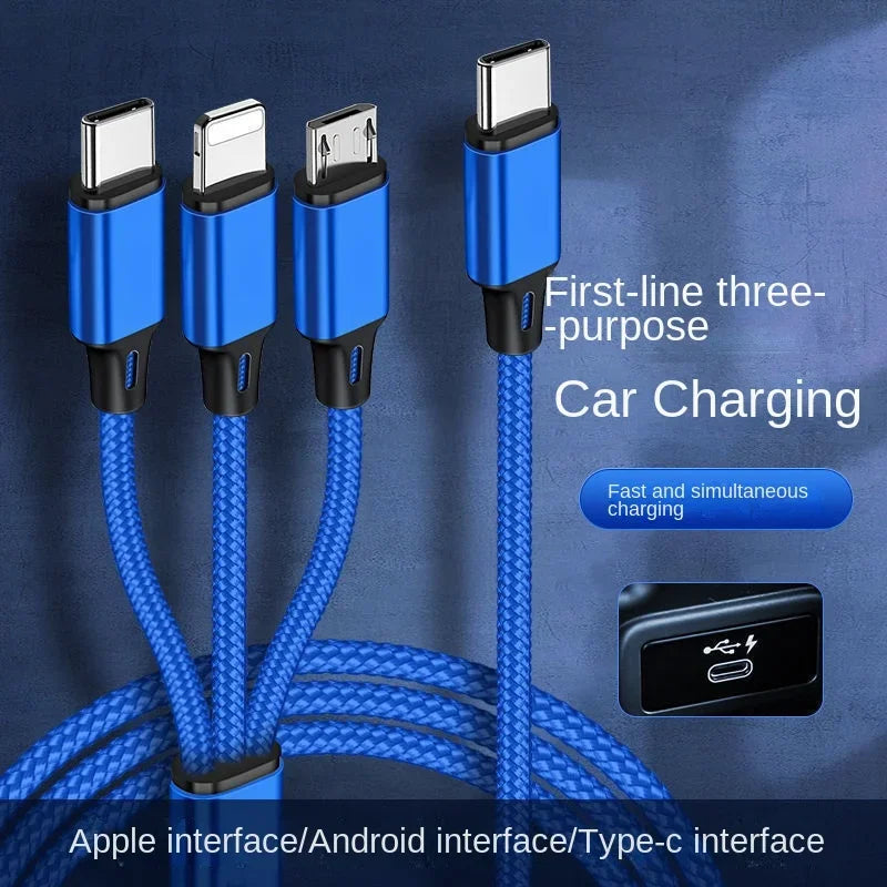 Type-c Three-in-one Charging Line PD One-minute Three-vehicle Fast