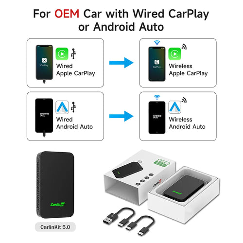 CarlinKit 5.0 & CarlinKit 4.0 Wireless CarPlay Android Auto Waze Music