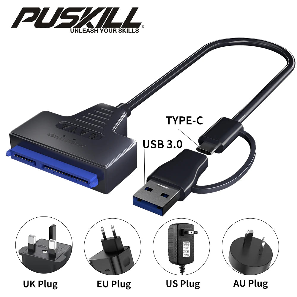 USB 3.0 to SATA/Type-C Adapter Sata Cable 2.5/3.5 Inch SSD HDD SATA