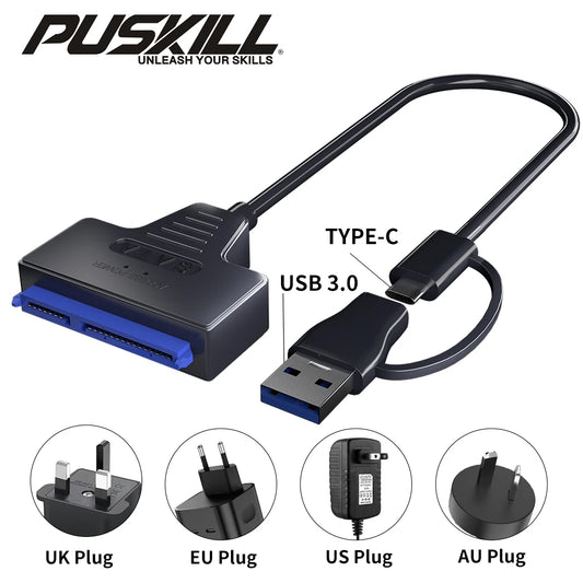 USB 3.0 to SATA/Type-C Adapter Sata Cable 2.5/3.5 Inch SSD HDD SATA