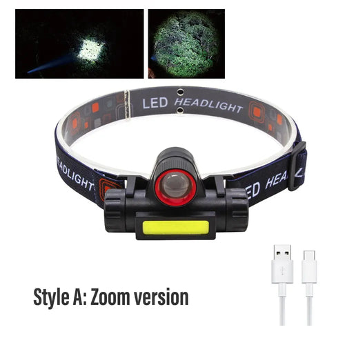 Rechargeable Fishing LED Headlamp Camping Headlight XPE COB Work Light
