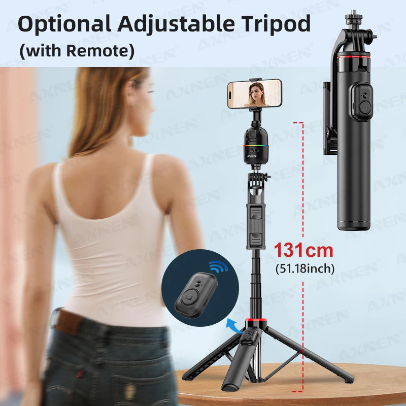 AI Face Tracking Gimbal Mobile Phone Stabilizer, 360 Auto Rotate
