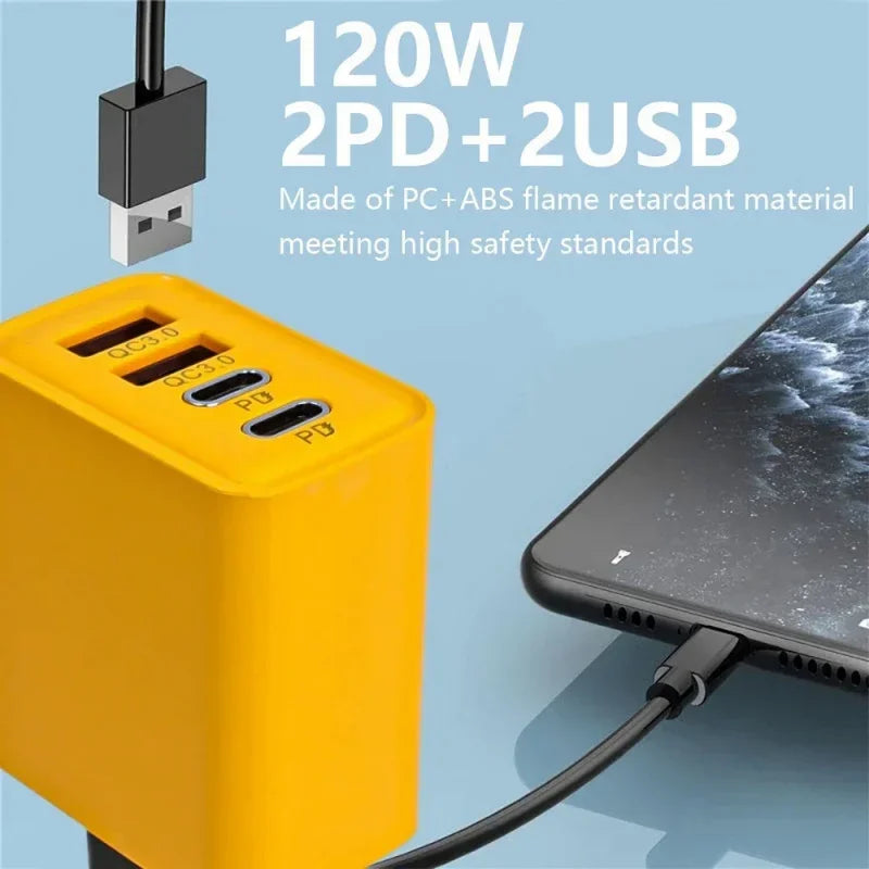 120W Fast Charger type-C Quick Charge 3.0 USB charger cable adapter