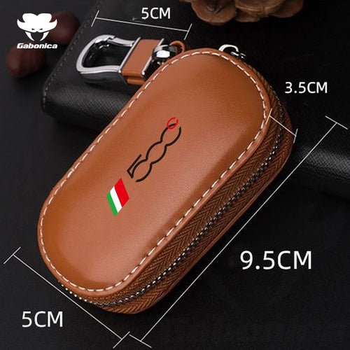 New Leather Car Key Case Folding Remote Control Zipper Keychain For