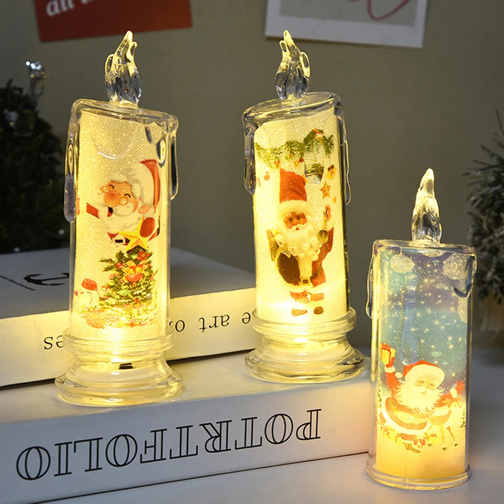 Electronic Candle Christmas Decoration Transparent Built-in Printed