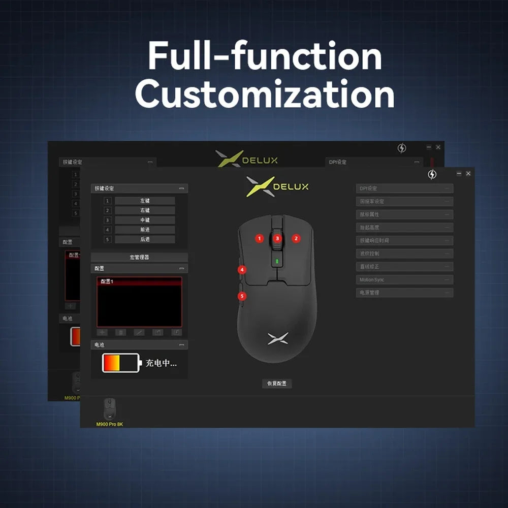 Delux M900PRO Wireless Gaming Mouse Ergonomic 8K Polling Rate PAW3395