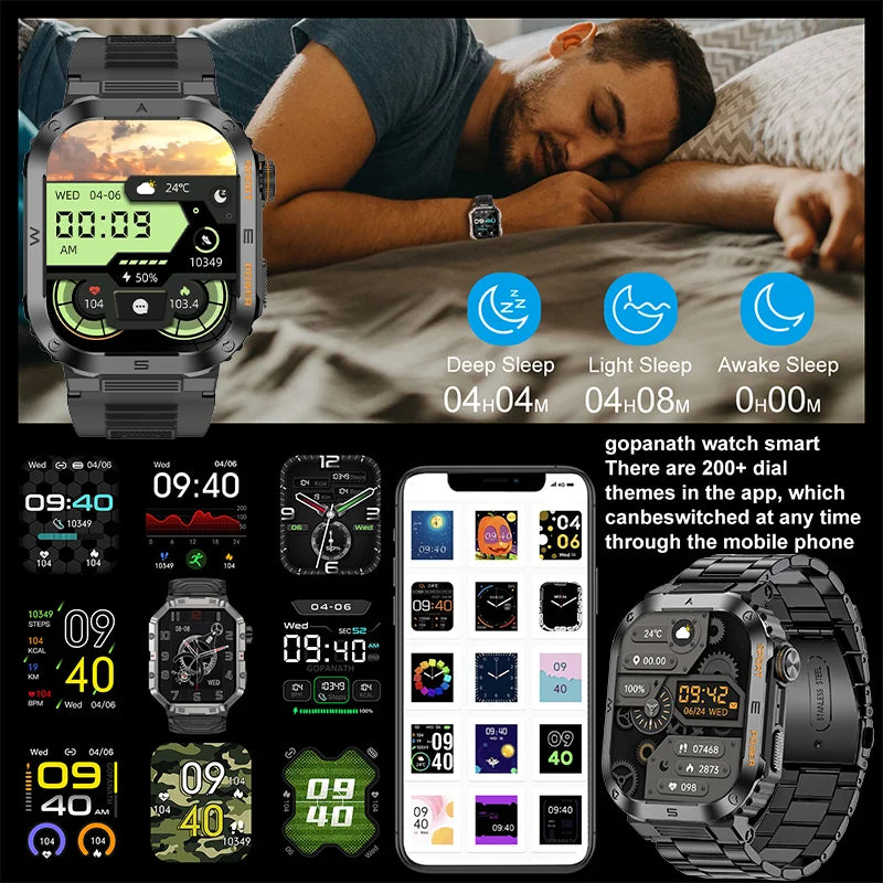 Rugged And Durable Military Smart Watch Ip68 Waterproof 2.01 '' HD