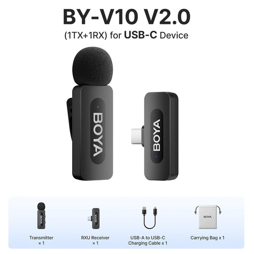 BOYA BY-V-P Wireless Lavalier Lapel Microphone for iPhone15 14 Android