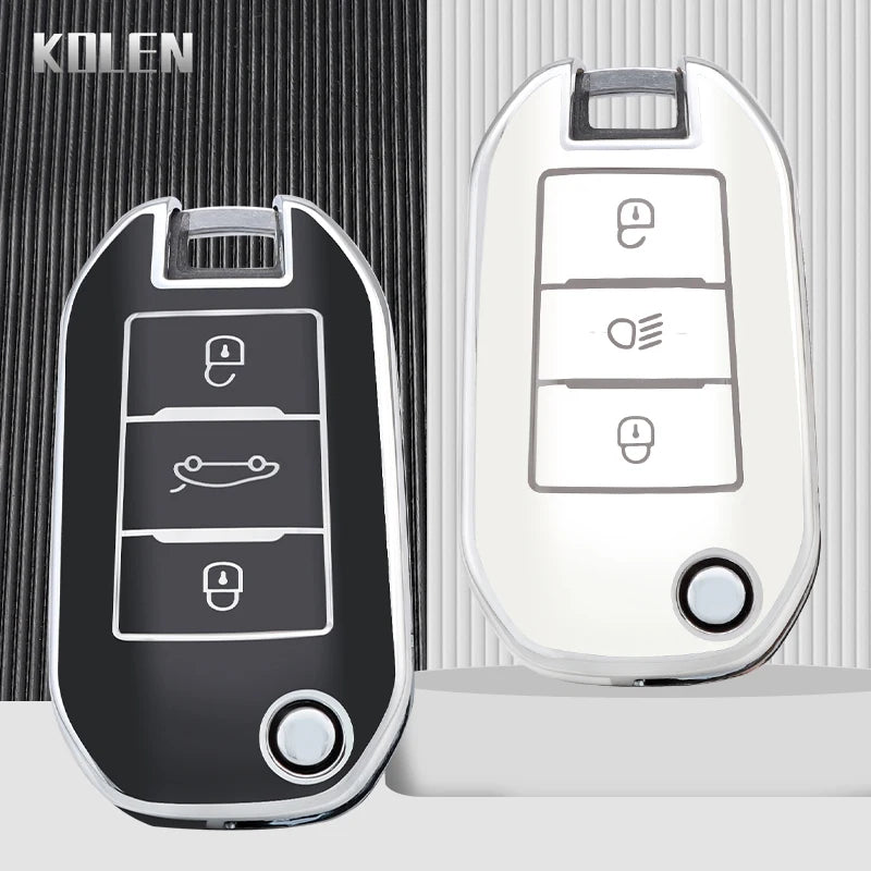 TPU Car Flip Key Case Cover Shell Fob For Peugeot 208 3008 308 508 408