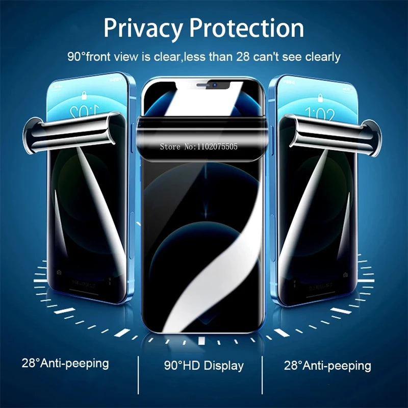 3PCS Anti-Spy Hydrogel Film for iPhone 15 13 11 12 14 Pro Max Plus XS