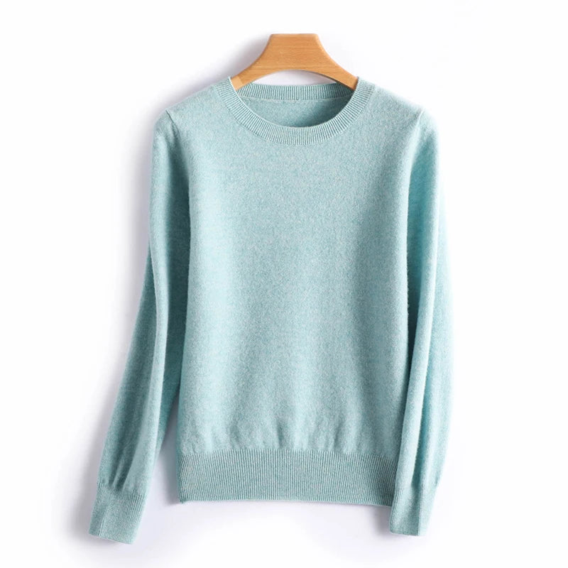 Autumn And Winter Cashmere Sweater Women's Crew Neck Pullover Casual