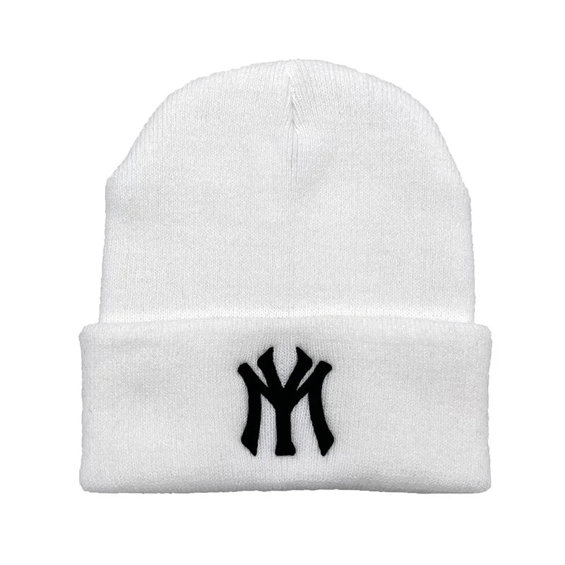 Unisex WY Letter Embroidery Beanies Autumn Winter Warm Hat Hip Caps