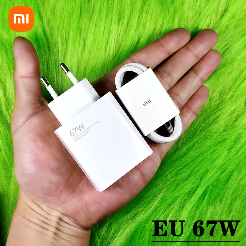 Original Xiaomi 67W Turbo Fast Charger EU Plug 6A Type C Cable For Mi