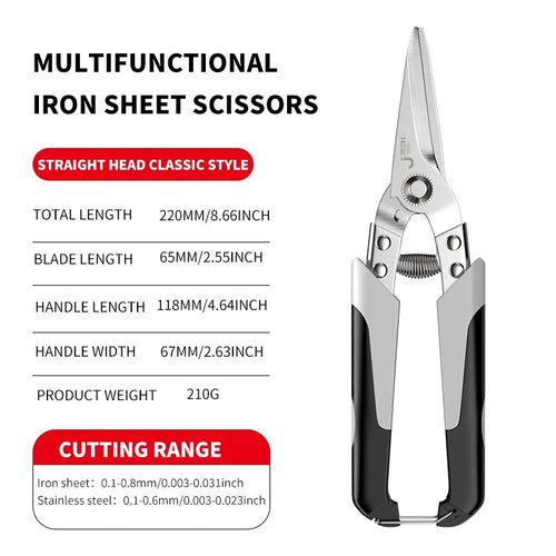 Professional Industrial Shears:Stainless Steel Scissors Tin Snips for