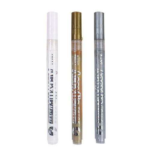 3Pcs/set Acrylic Markers Paint Pen Black/White/Gold/Silver for Rock