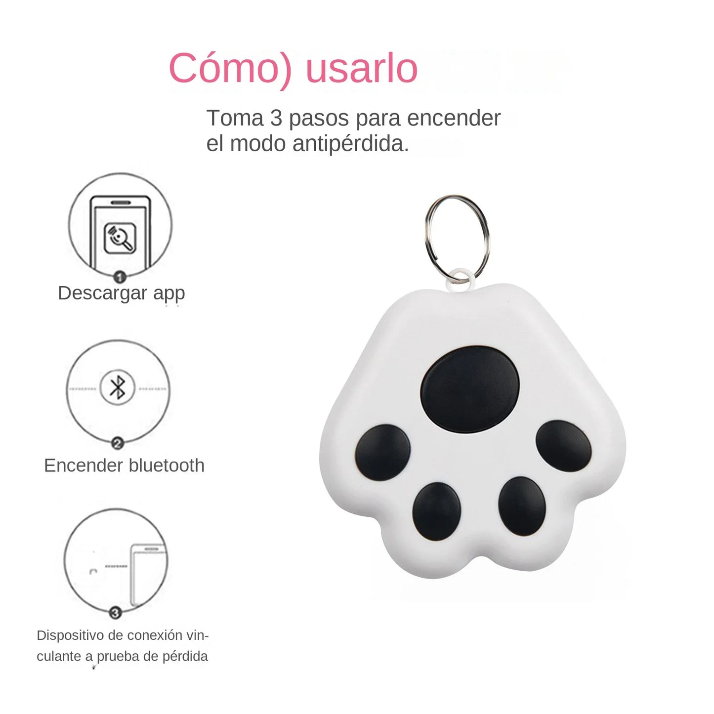Cat Paw Shape Mini GPS Tracker Bluetooth 5.0 Anti-Lost Device Pet Kids