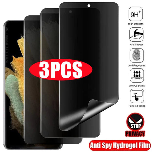 3Pcs Anti-Spy Hydrogel Film for Samsung S23 S21 S22 S24 Ultra S10 Plus