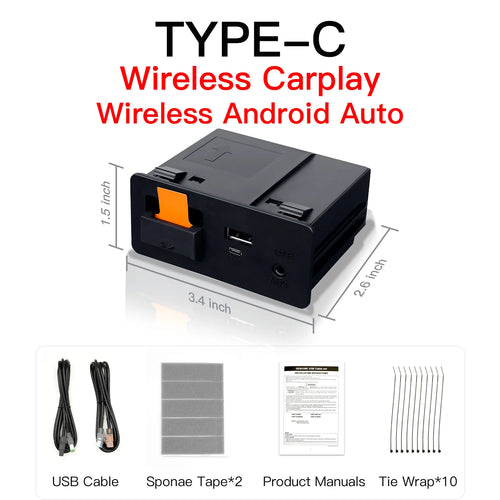 Type-C CarPlay Wireless Android Auto USB Adapter for Mazda 2 3 6 CX3