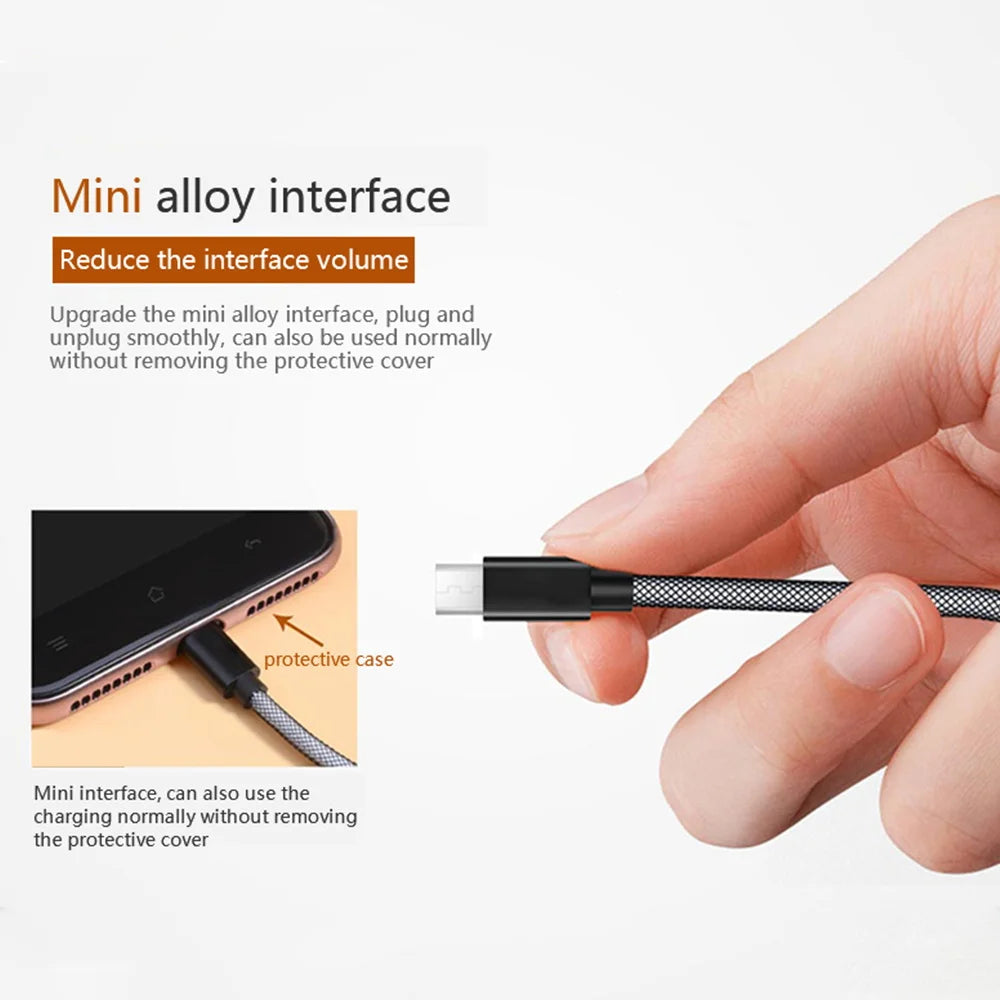 Type C Micro USB Cable 20cm 3A Short Fast Charging For iOS Samsung